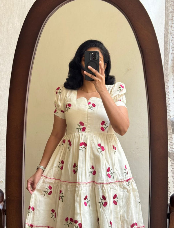 Cherries Summer Maxi Dress