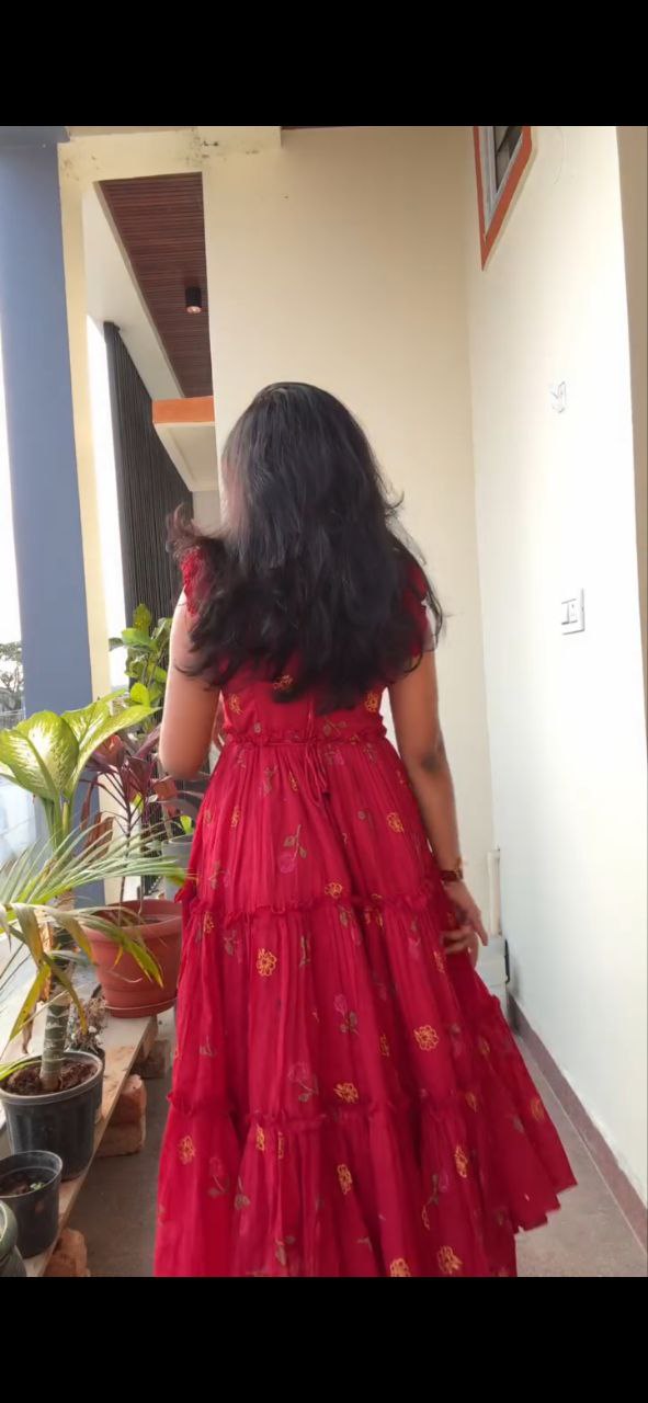 Hasina Red Midi Dress