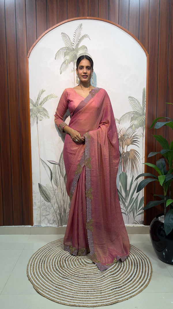 Moss Silk Ready-To-Wear Butterfly Saree
