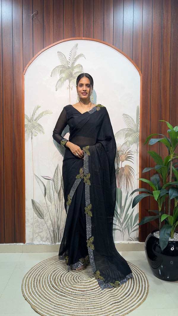 Moss Silk Ready-To-Wear Butterfly Saree