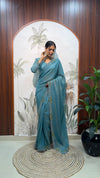 Moss Silk Ready-To-Wear Butterfly Saree