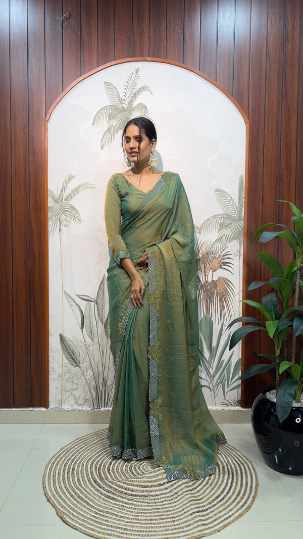 Moss Silk Ready-To-Wear Butterfly Saree