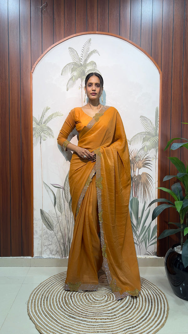 Moss Silk Ready-To-Wear Butterfly Saree