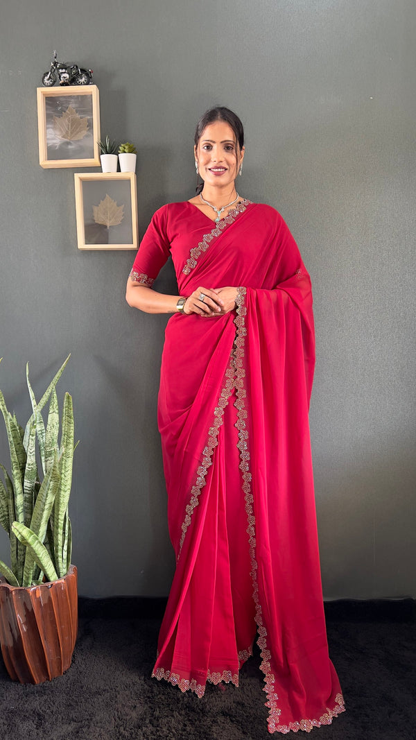 Swarovski Beautiful Flower Saree