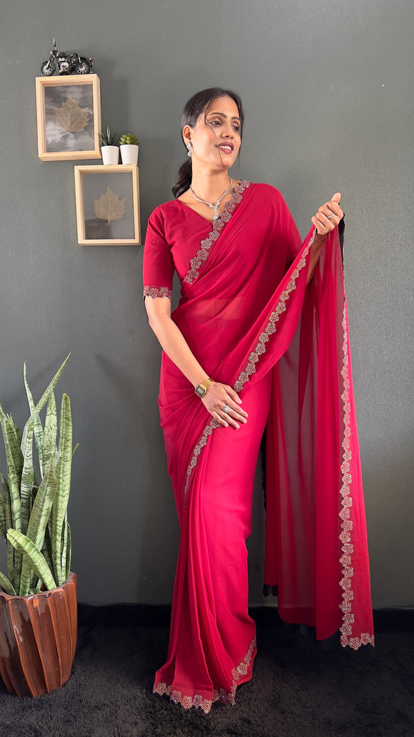 Swarovski Beautiful Flower Saree