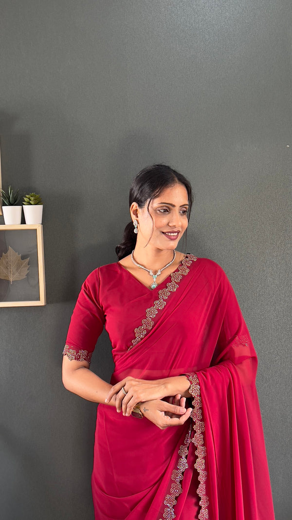 Swarovski Beautiful Flower Saree