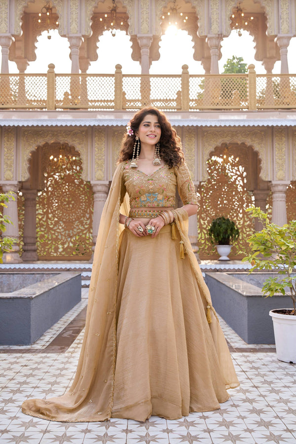 Crunchy Lehenga Choli with Heavy Embroidery & Dupatta