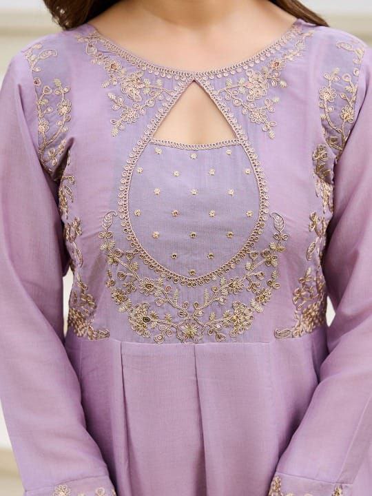 Silk Embroidery Kurti Pant Dupatta Set