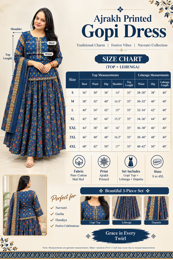 Khushi Ajrakh Printed Mul Mul Cotton Gopi Dress