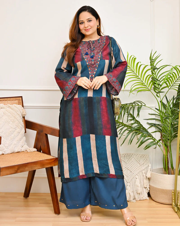 Mahira Mocha Stripes Bohemian Kurta Set