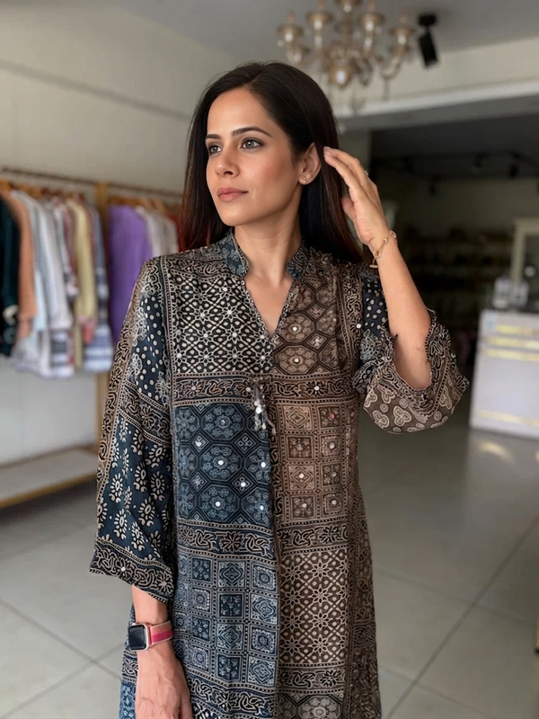 Meera Ajrakh Printed Kurti Palazzo Set
