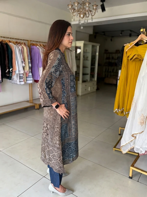 Meera Ajrakh Printed Kurti Palazzo Set