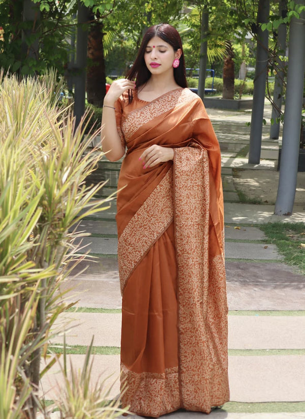 Kalamkari Weaving Banglori Raw Silk Saree