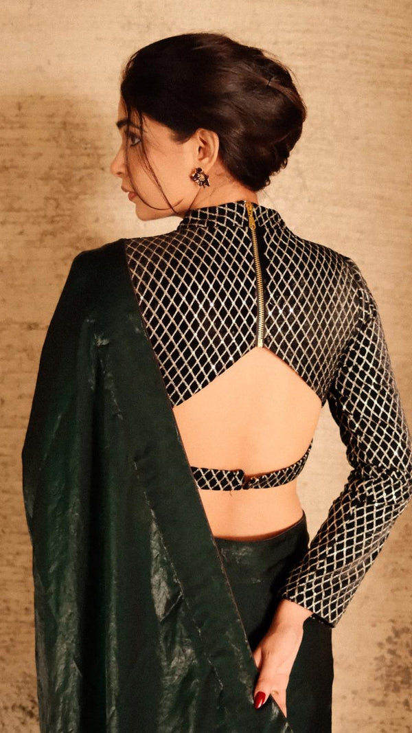 Emerald Cocktail Green Saree