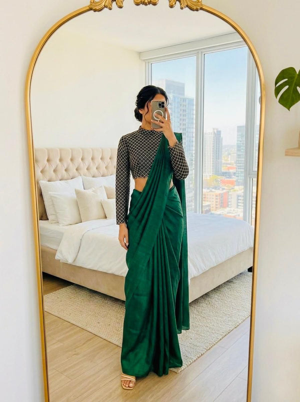 Emerald Cocktail Green Saree