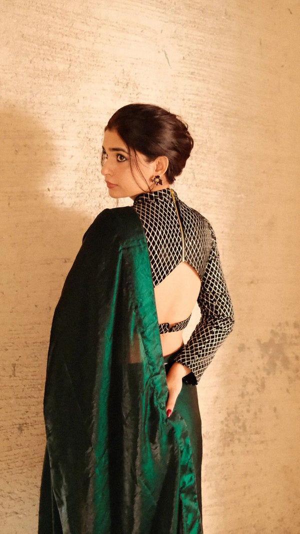 Emerald Cocktail Green Saree