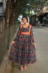 Indigo Kalamkari Anarkali Dress