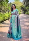 Tana Kanchipattu Silk Saree With Contrast Weaving Border Design.