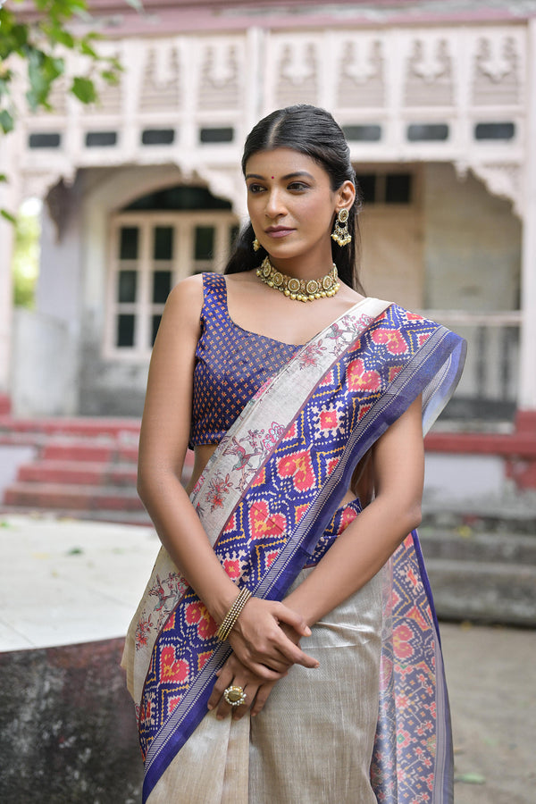 Isha Tussar Silk and Patola Print Saree