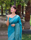 Kalamkari Weaving Banglori Raw Silk Saree