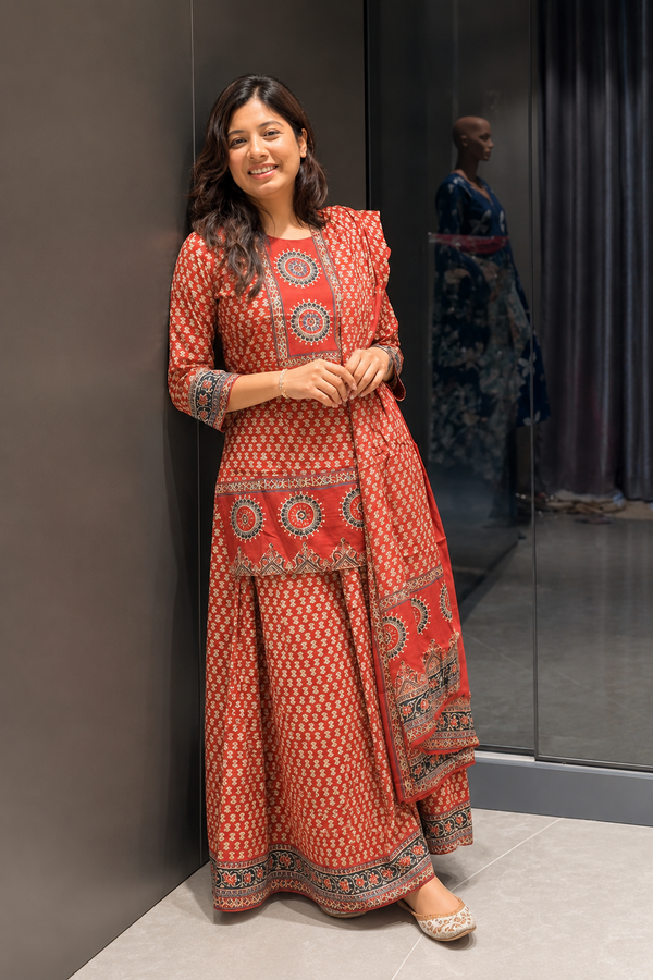 Komal Cotton Short Kurta Palazzo Pant Set