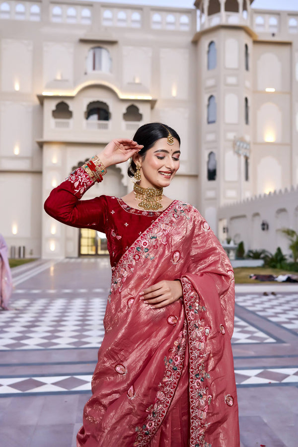 Siya Stylish Embroidery Latakan Saree