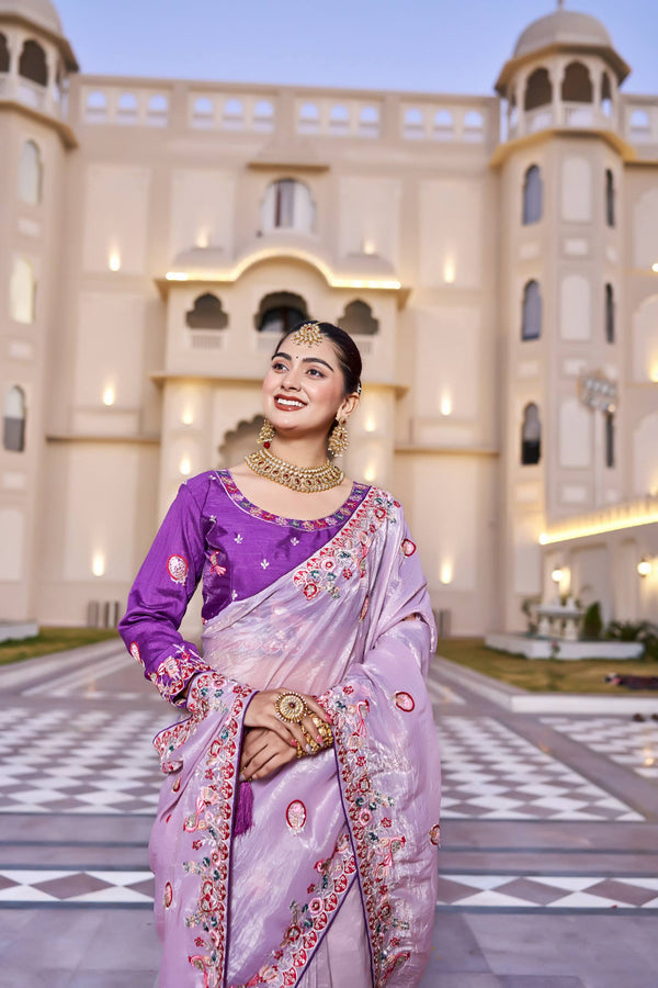 Siya Stylish Embroidery Latakan Saree