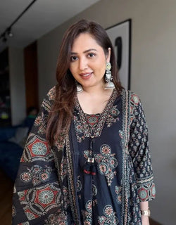 Ajarakh Buta Anarkali Suit Set