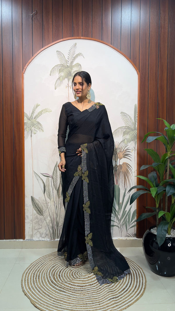 Moss Silk Ready-To-Wear Butterfly Saree