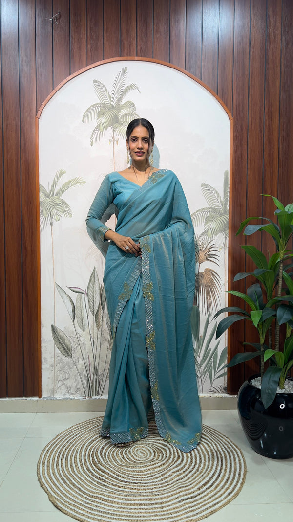 Moss Silk Ready-To-Wear Butterfly Saree