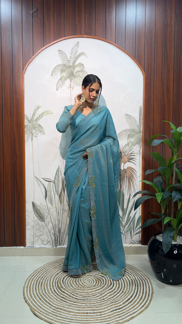 Moss Silk Ready-To-Wear Butterfly Saree