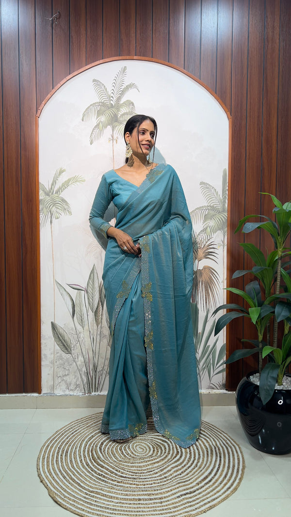 Moss Silk Ready-To-Wear Butterfly Saree
