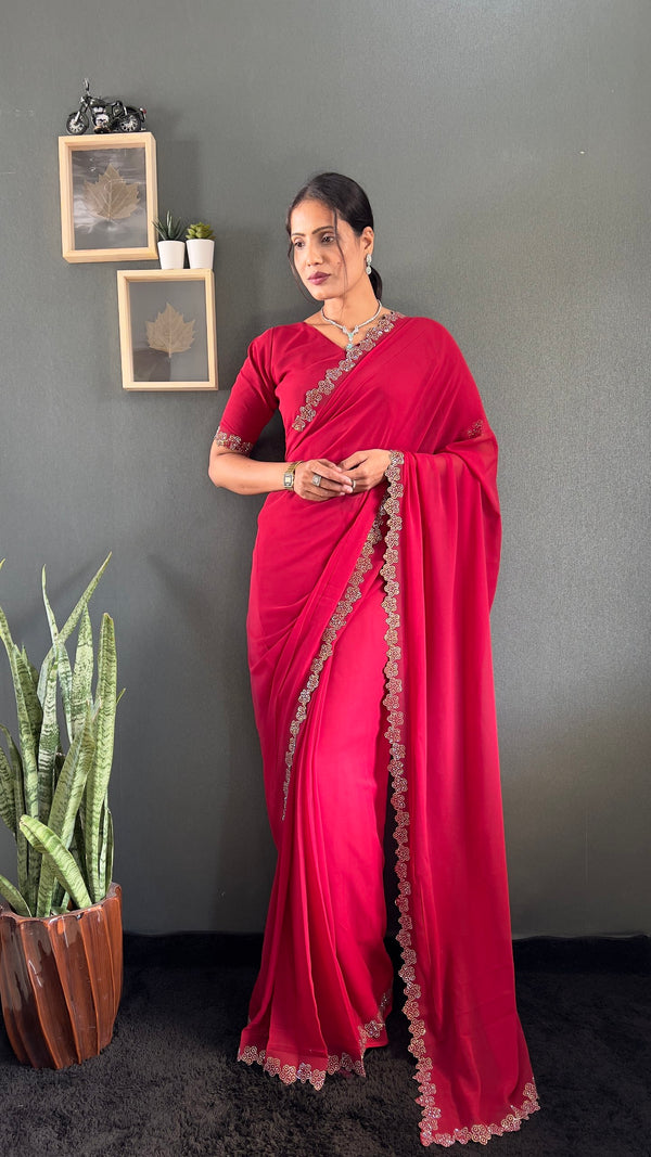 Swarovski Beautiful Flower Saree