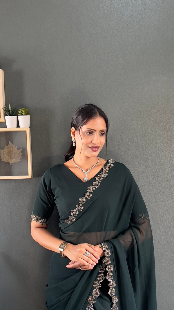 Swarovski Beautiful Flower Saree