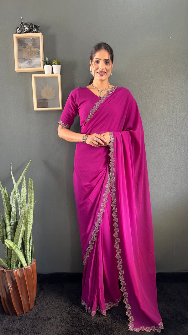 Swarovski Beautiful Flower Saree