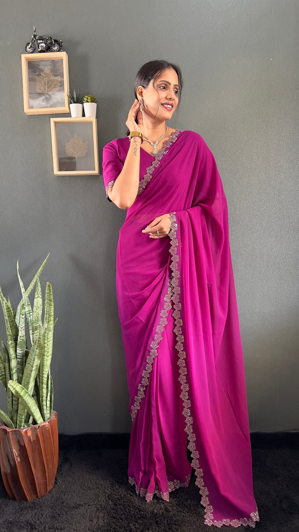 Swarovski Beautiful Flower Saree