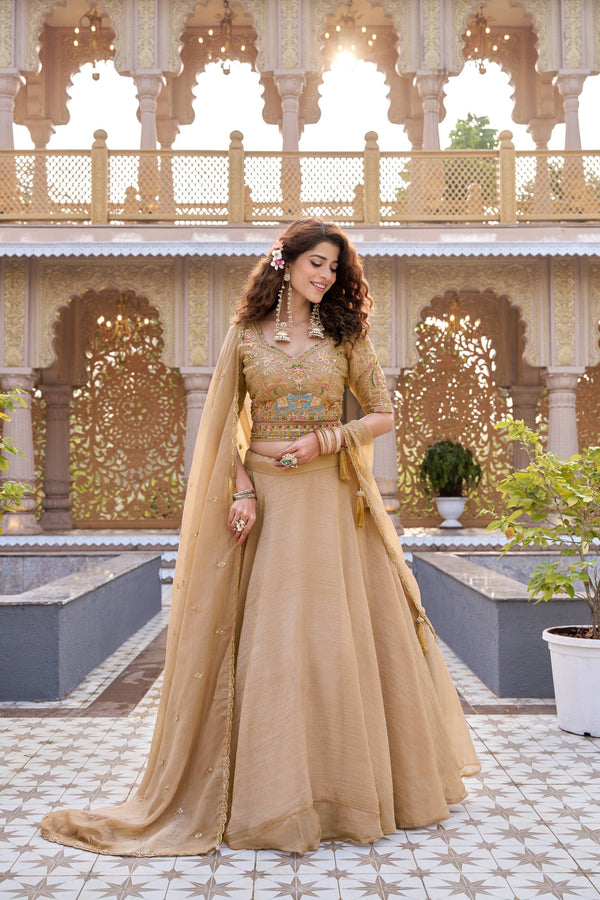 Crunchy Lehenga Choli with Heavy Embroidery & Dupatta
