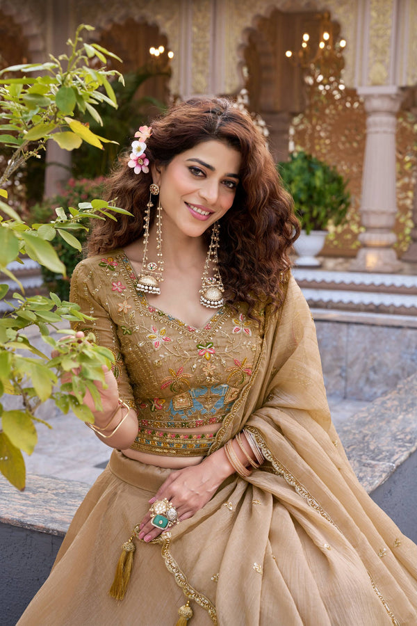 Crunchy Lehenga Choli with Heavy Embroidery & Dupatta