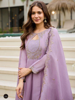 Silk Embroidery Kurti Pant Dupatta Set