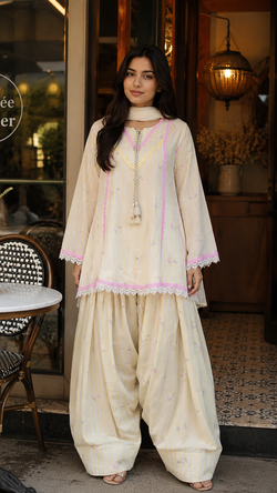 Hayaat Cotton Designer Farshi Co-ord Set ( No Dupatta )