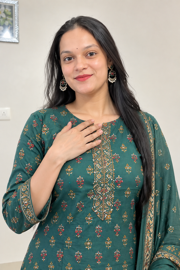 Roshni Kalamkari Printed Mul Mul Cotton Gopi Dress