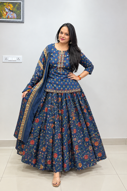 Khushi Ajrakh Printed Mul Mul Cotton Gopi Dress