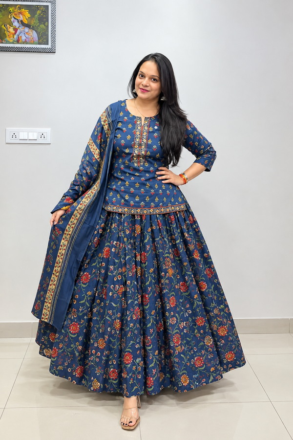 Khushi Ajrakh Printed Mul Mul Cotton Gopi Dress