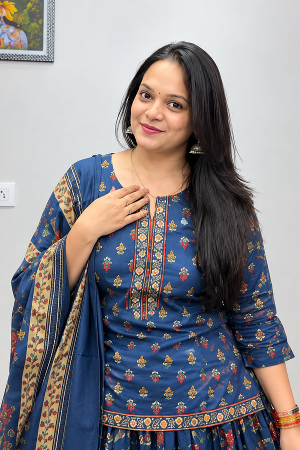 Khushi Ajrakh Printed Mul Mul Cotton Gopi Dress