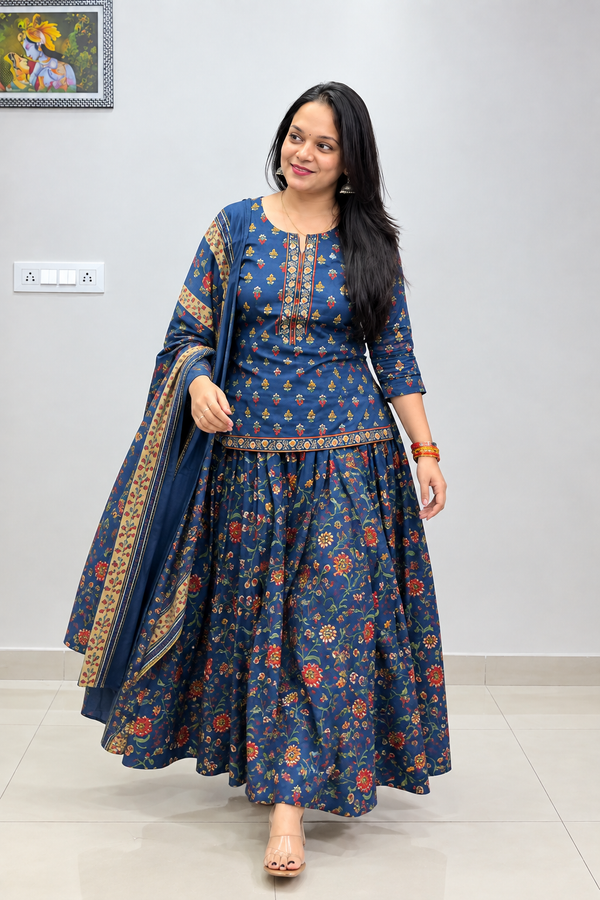 Khushi Ajrakh Printed Mul Mul Cotton Gopi Dress
