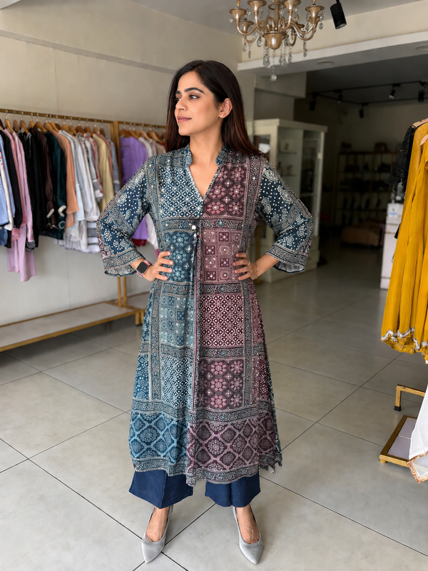 Meera Ajrakh Printed Kurti Palazzo Set