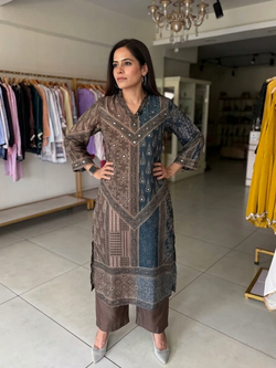 Padma Ajrakh Printed Kurti Palazzo Set