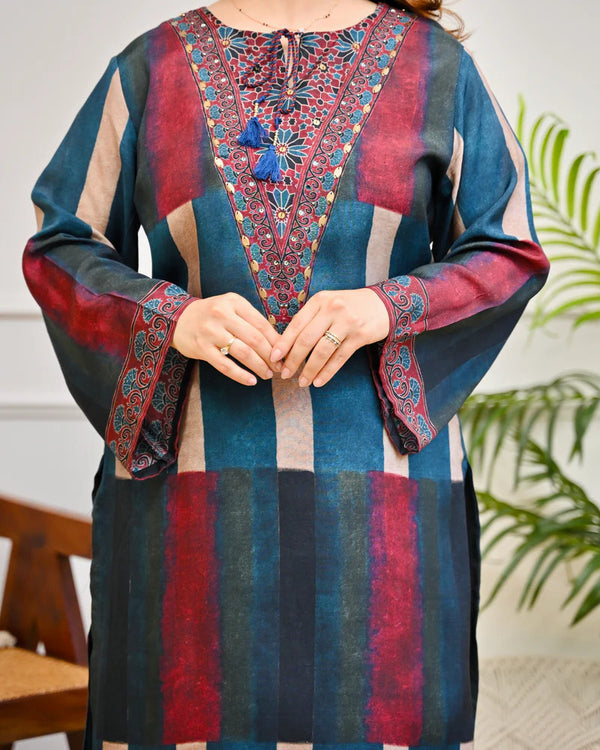 Mahira Mocha Stripes Bohemian Kurta Set