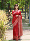 Kalamkari Weaving Banglori Raw Silk Saree