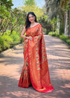 Tana Kanchipattu Silk Saree With Contrast Weaving Border Design.